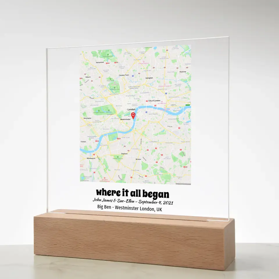 Acrylic - Personalized Map - Where It All Began